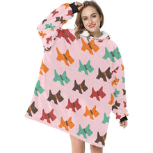 Load image into Gallery viewer, Multicolor Scottie Dog Love Blanket Hoodie for Women - 4 Colors-Apparel-Blanket Hoodie, Blankets, Scottish Terrier-3