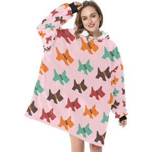 Multicolor Scottie Dog Love Blanket Hoodie for Women - 4 Colors-Apparel-Blanket Hoodie, Blankets, Scottish Terrier-3