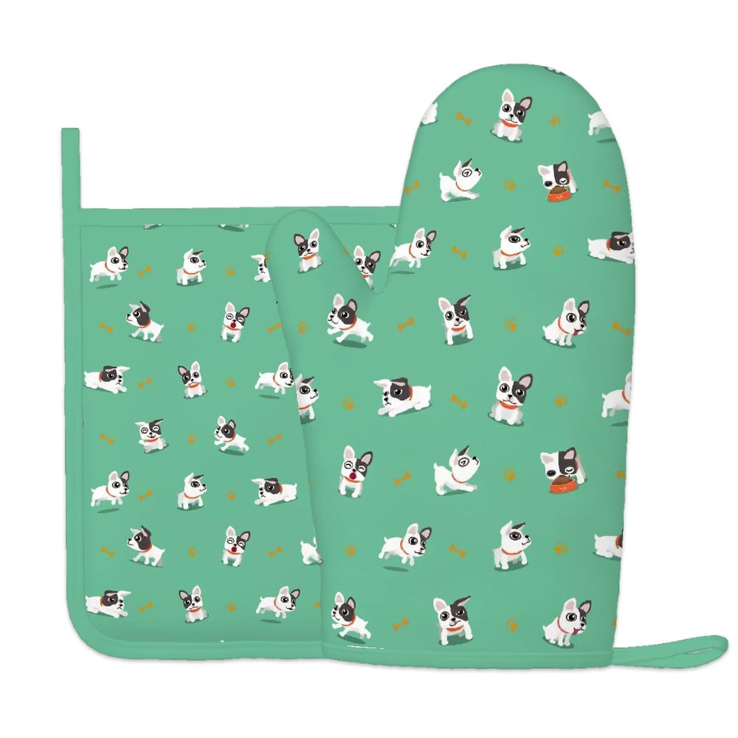French Bulldog Playtime Adventures Oven Mitts and Pot Holder Set-Kitchen Decor-Accessories,Dog Mom Gifts,French Bulldog-7