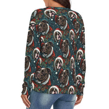 Load image into Gallery viewer, Festive Black White Boxer Women's V-Neck Christmas Sweater-Apparel-Apparel,Boxer,Christmas,Dog Mom Gifts,Sweater,Sweatshirt-2