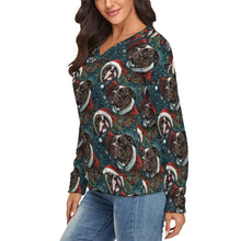 Load image into Gallery viewer, Festive Black White Boxer Women's V-Neck Christmas Sweater-Apparel-Apparel,Boxer,Christmas,Dog Mom Gifts,Sweater,Sweatshirt-4