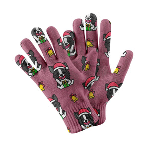 Festive Border Collie Cheer Touch Screen Gloves-Accessories-Accessories, Dog Dad Gifts, Dog Mom Gifts, Gloves-Rose gold-2