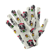 Load image into Gallery viewer, Festive Border Collie Cheer Touch Screen Gloves-Accessories-Accessories, Dog Dad Gifts, Dog Mom Gifts, Gloves-White-1