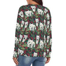 Load image into Gallery viewer, Festive Canopy Westie's Women's V-Neck Christmas Sweater-Apparel-Apparel,Christmas,Dog Mom Gifts,Sweater,Sweatshirt,West Highland Terrier-4