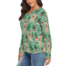 Load image into Gallery viewer, Festive Carousel Cocker Spaniels Women's V-Neck Christmas Sweater-Apparel-Apparel,Christmas,Cocker Spaniel,Dog Mom Gifts,Sweater,Sweatshirt-3