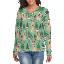 Load image into Gallery viewer, Festive Carousel Cocker Spaniels Women's V-Neck Christmas Sweater-Apparel-Apparel,Christmas,Cocker Spaniel,Dog Mom Gifts,Sweater,Sweatshirt-S-2