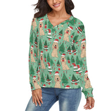 Load image into Gallery viewer, Festive Carousel Cocker Spaniels Women's V-Neck Christmas Sweater-Apparel-Apparel,Christmas,Cocker Spaniel,Dog Mom Gifts,Sweater,Sweatshirt-1