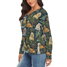 Load image into Gallery viewer, Festive Cheer Goldendoodles Women&#39;s V-Neck Christmas Sweater-Apparel-Apparel,Christmas,Dog Mom Gifts,Goldendoodle,Sweater,Sweatshirt-4