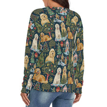 Load image into Gallery viewer, Festive Cheer Goldendoodles Women&#39;s V-Neck Christmas Sweater-Apparel-Apparel,Christmas,Dog Mom Gifts,Goldendoodle,Sweater,Sweatshirt-2