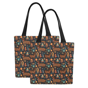 Festive Chocolate Dachshund Delight Canvas Tote Bags - Set of 2-Accessories-Accessories, Bags, Dachshund-10
