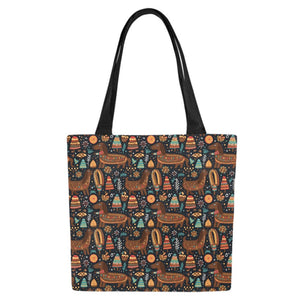 Festive Chocolate Dachshund Delight Canvas Tote Bags - Set of 2-Accessories-Accessories, Bags, Dachshund-5