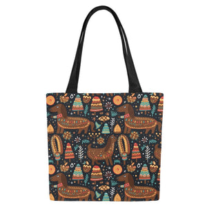 Festive Chocolate Dachshund Delight Canvas Tote Bags - Set of 2-Accessories-Accessories, Bags, Dachshund-6