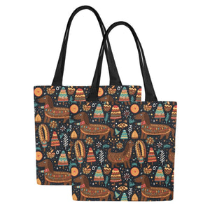 Festive Chocolate Dachshund Delight Canvas Tote Bags - Set of 2-Accessories-Accessories, Bags, Dachshund-9