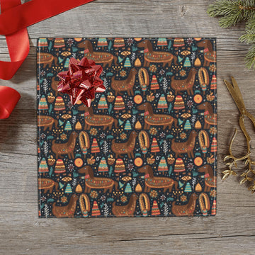 Festive Chocolate Dachshund Delight Christmas Gift Wrapping Paper 2 Rolls 360x