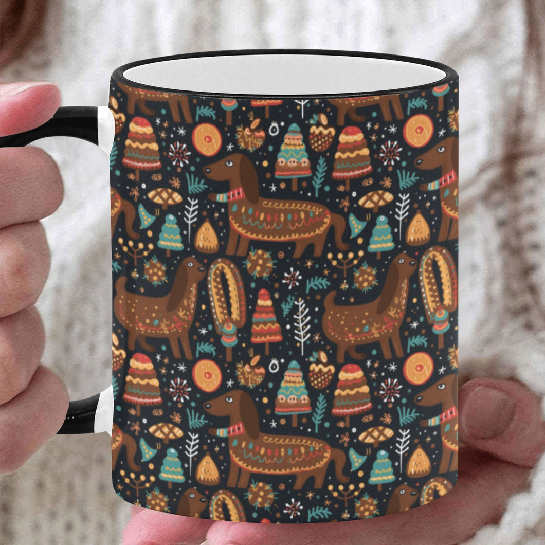 Festive Chocolate Dachshund Delight Christmas Mug-White1-ONE SIZE-1