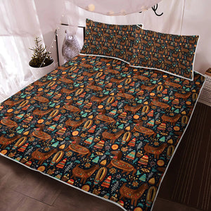 Festive Chocolate Dachshund Delight Quilt Blanket Bedding Set-Bedding-Bedding, Blankets, Christmas, Dachshund, Home Decor-3