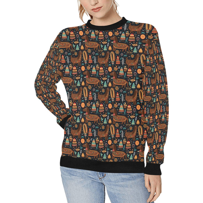 Festive Chocolate Dachshund Delight Sweatshirt for Women-Apparel-Apparel, Christmas, Dachshund, Dog Mom Gifts, Sweatshirt-S-1