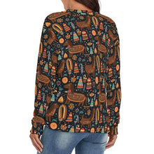 Load image into Gallery viewer, Festive Chocolate Dachshund Delight Women&#39;s V-Neck Christmas Sweater-3