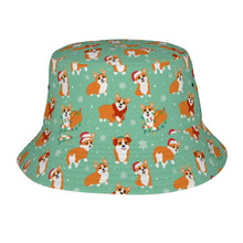 Load image into Gallery viewer, Festive Corgi Snowflake and Christmas Bucket Hat-Hats &amp; Caps-Mint Green-One Size-4