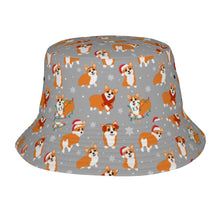 Load image into Gallery viewer, Festive Corgi Snowflake and Christmas Bucket Hat-Hats &amp; Caps-Parisian Gray-One Size-7