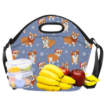Load image into Gallery viewer, Festive Corgi Snowflake and Christmas Neoprene Lunch Bag-Accessories-Accessories,Bags,Corgi,Lunch Bags-11