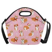 Load image into Gallery viewer, Festive Corgi Snowflake and Christmas Neoprene Lunch Bag-Accessories-Accessories,Bags,Corgi,Lunch Bags-Light Pink-4