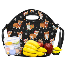 Load image into Gallery viewer, Festive Corgi Snowflake and Christmas Neoprene Lunch Bag-Accessories-Accessories,Bags,Corgi,Lunch Bags-1