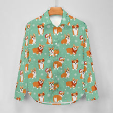 Load image into Gallery viewer, Festive Corgi Snowflake and Christmas Women's Shirt-10