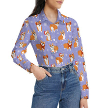 Load image into Gallery viewer, Festive Corgi Snowflake and Christmas Women's Shirt-11