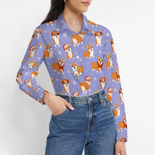 Load image into Gallery viewer, Festive Corgi Snowflake and Christmas Women's Shirt-14