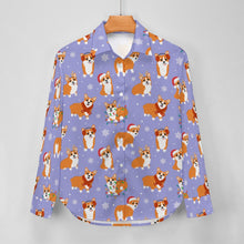 Load image into Gallery viewer, Festive Corgi Snowflake and Christmas Women's Shirt-15