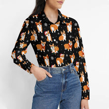 Load image into Gallery viewer, Festive Corgi Snowflake and Christmas Women's Shirt-17