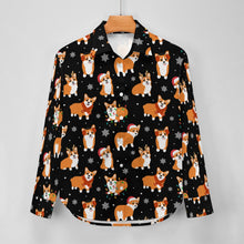 Load image into Gallery viewer, Festive Corgi Snowflake and Christmas Women's Shirt-20