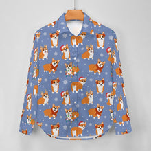 Load image into Gallery viewer, Festive Corgi Snowflake and Christmas Women's Shirt-2