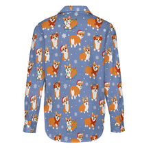 Load image into Gallery viewer, Festive Corgi Snowflake and Christmas Women's Shirt-4