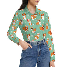 Load image into Gallery viewer, Festive Corgi Snowflake and Christmas Women's Shirt-5