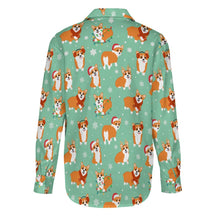 Load image into Gallery viewer, Festive Corgi Snowflake and Christmas Women's Shirt-7