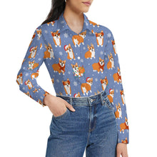 Load image into Gallery viewer, Festive Corgi Snowflake and Christmas Women's Shirt-9