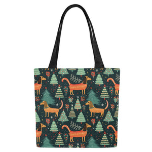 Festive Dachshund Wonderland Canvas Tote Bags - Set of 2-Accessories-Accessories, Bags, Dachshund-3