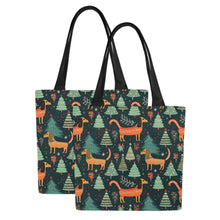 Load image into Gallery viewer, Festive Dachshund Wonderland Canvas Tote Bags - Set of 2-Accessories-Accessories, Bags, Christmas, Dachshund-8