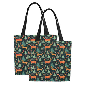 Festive Dachshund Wonderland Canvas Tote Bags - Set of 2-Accessories-Accessories, Bags, Christmas, Dachshund-9