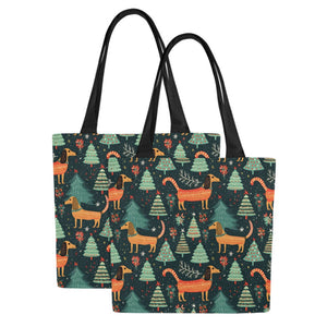 Festive Dachshund Wonderland Canvas Tote Bags - Set of 2-Accessories-Accessories, Bags, Dachshund-4