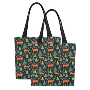 Festive Dachshund Wonderland Canvas Tote Bags - Set of 2-Accessories-Accessories, Bags, Dachshund-8