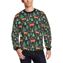 Load image into Gallery viewer, Festive Dachshund Wonderland Christmas Fuzzy Sweatshirt for Men-Apparel-Apparel, Christmas, Dachshund, Dog Dad Gifts, Sweatshirt-S-1