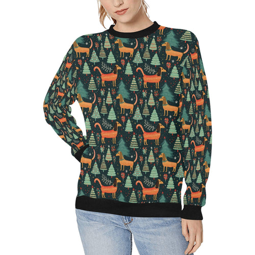 Festive Dachshund Wonderland Christmas Sweatshirt for Women-Apparel-Apparel, Christmas, Dachshund, Dog Mom Gifts, Sweatshirt-S-1