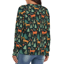Load image into Gallery viewer, Festive Dachshund Wonderland Women&#39;s V-Neck Christmas Sweater-Apparel--4