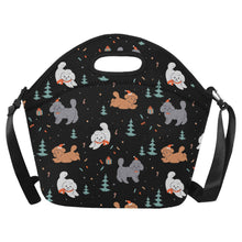 Load image into Gallery viewer, Festive Doodles in Christmas Cheer Neoprene Lunch Bag-Black-ONESIZE-40