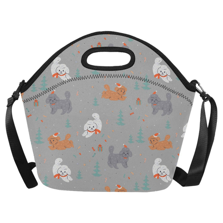 Festive Doodles in Christmas Cheer Neoprene Lunch Bag-DarkGray-ONESIZE-36