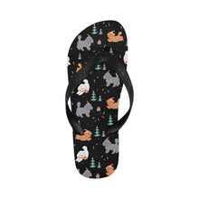 Load image into Gallery viewer, Festive Doodles in Christmas Cheer Unisex Slippers-Black-S-20