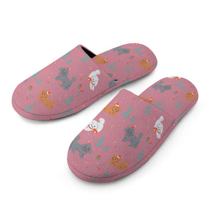 Festive Doodles in Christmas Cheer Women's Cotton Mop Slippers-10
